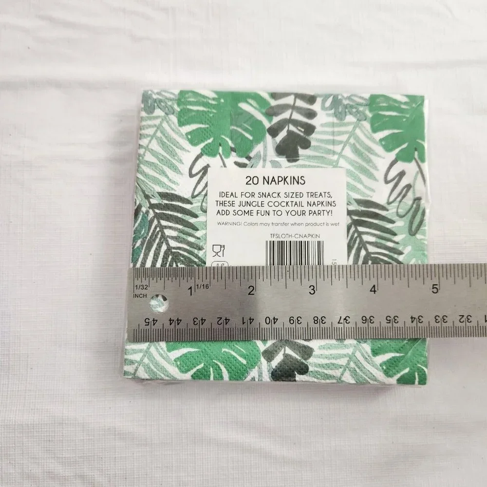 Leaf Pattern Paper Napkins Party Decor Green White 20 Count